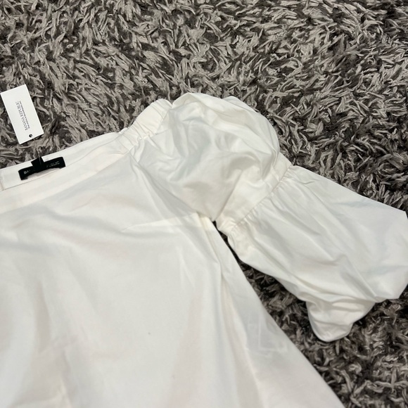 Banana Republic Off-Shoulder White Poplin Blouse super stretch shirt💥NEW - Picture 15 of 16